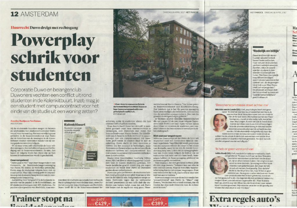 Artikel van Het Parool "Powerplay schrik voor studenten" 